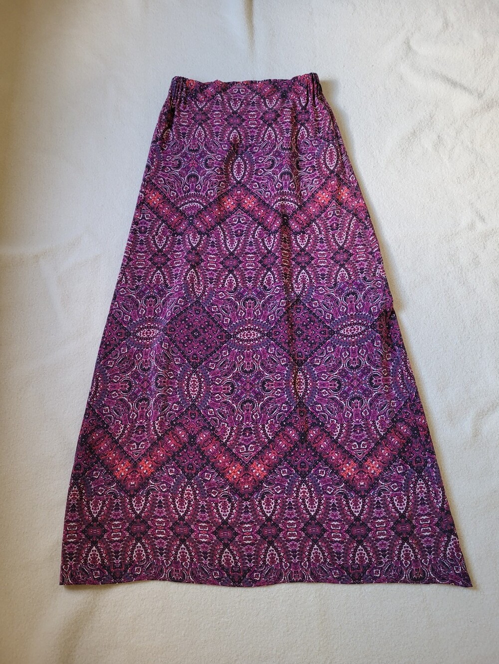 NWT Silk Maxi Skirt Pink Purple Straight A-line Women's Size XS Cynthia Rowley
